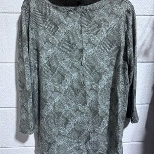 Elegant Gray Patterned Long Sleeve Women's Top